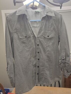 Lovepotion Black and White Striped Button-Down Shirt